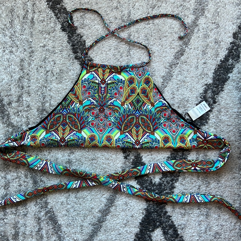 L*Space Swim Size Large Halter Tie Top